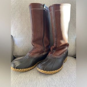 L.L.  Bean Shearling Lined Tall Side Zip Leather Duck Boots
